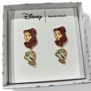Disney x BaubleBar Belle Chip Earrings Beauty and the Beast Jewelry NIB NWT Gift